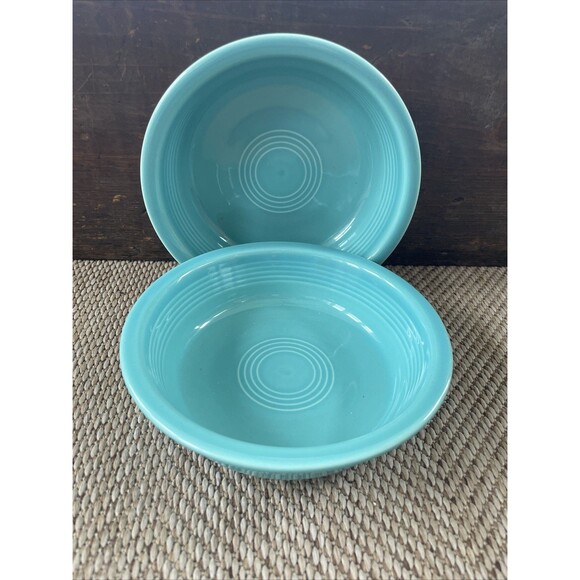 Set of 2 19 OZ. MEDIUM CEREAL SOUP BOWL Turquoise Blue 6 7/8" FIESTA - Picture 1 of 6